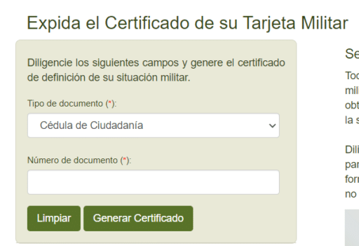 certificado libreta militar Colombia
